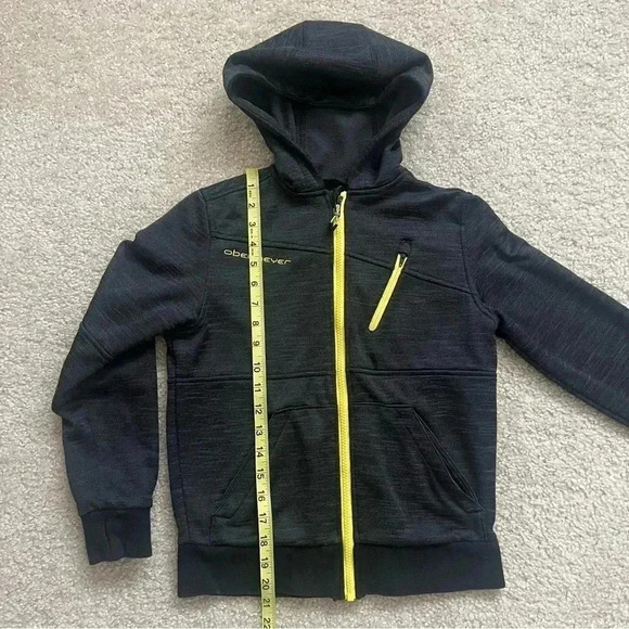 Obermeyer Ski Snowboarding Hoodie Sweatshirt 47001 Black Boy Sz Small Full Zip - Picture 4 of 16